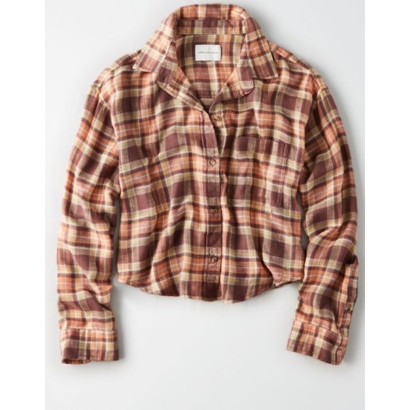 American Eagle Outfitters Tops - New American Eagle Plaid Button Up Flannel Crop